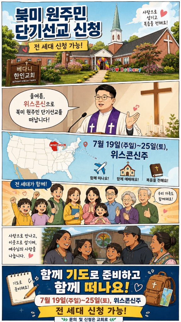 베다니한인교회 북미 원주민 단기선교 신청 안내